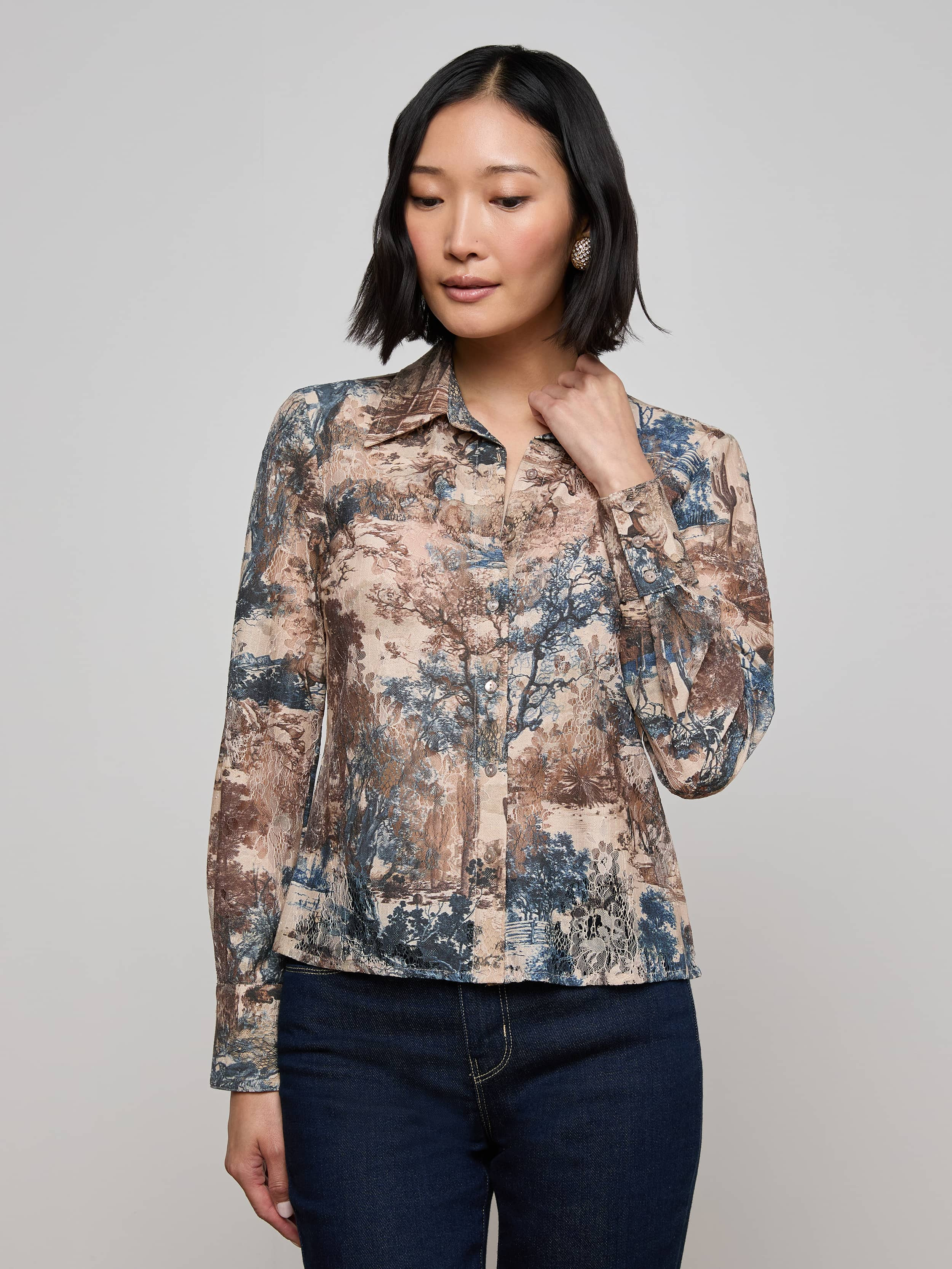 Maia Printed Lace Blouse - 2