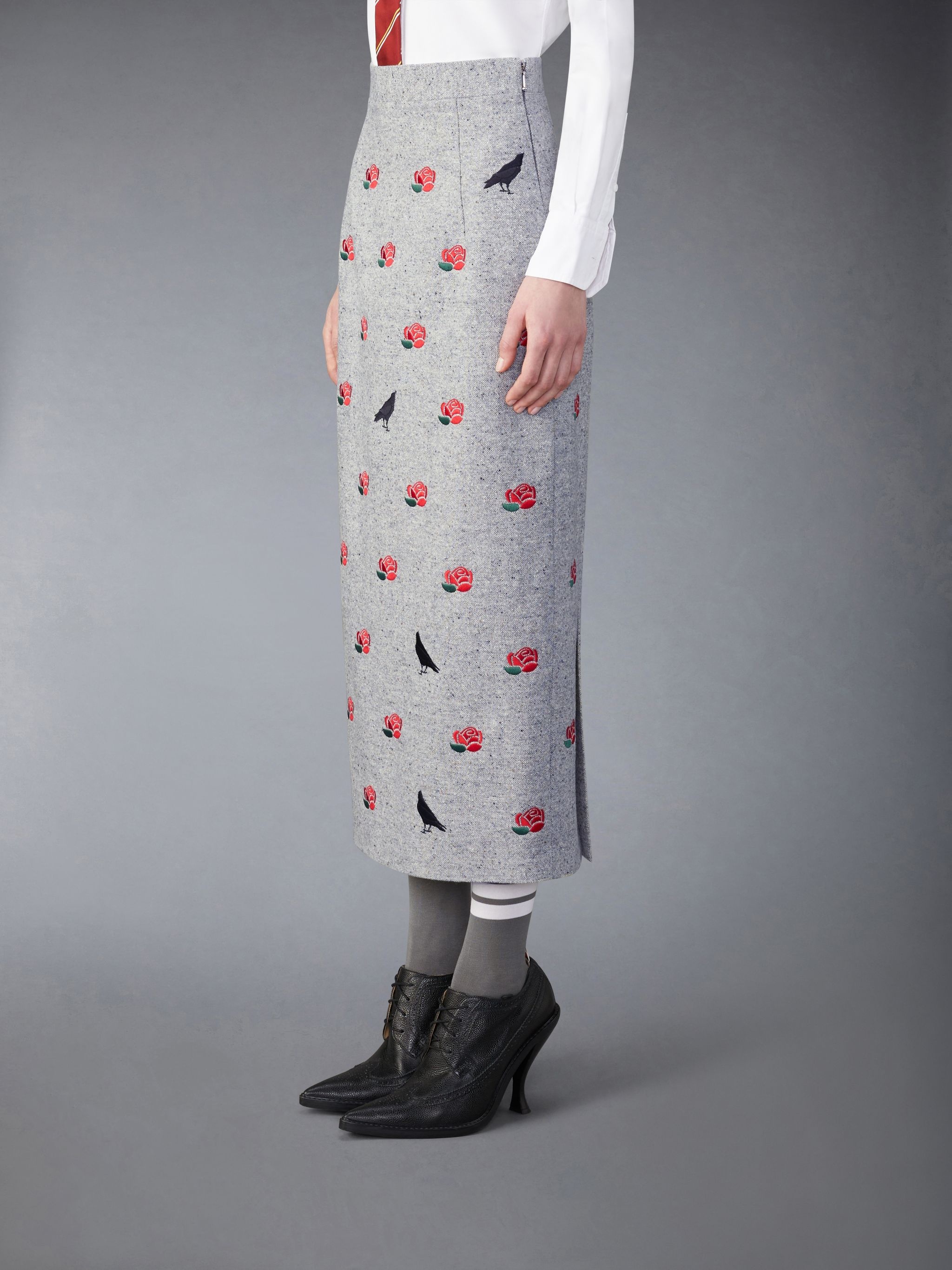 Wool Rose and Raven High Waisted Pencil Skirt - 2