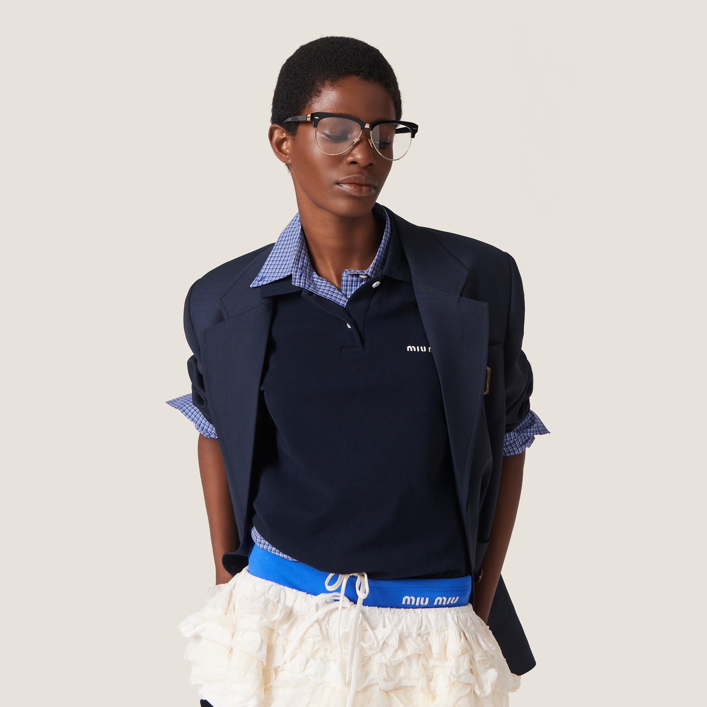 Miu Miu Slubbed canvas miniskirt | miumiu | REVERSIBLE