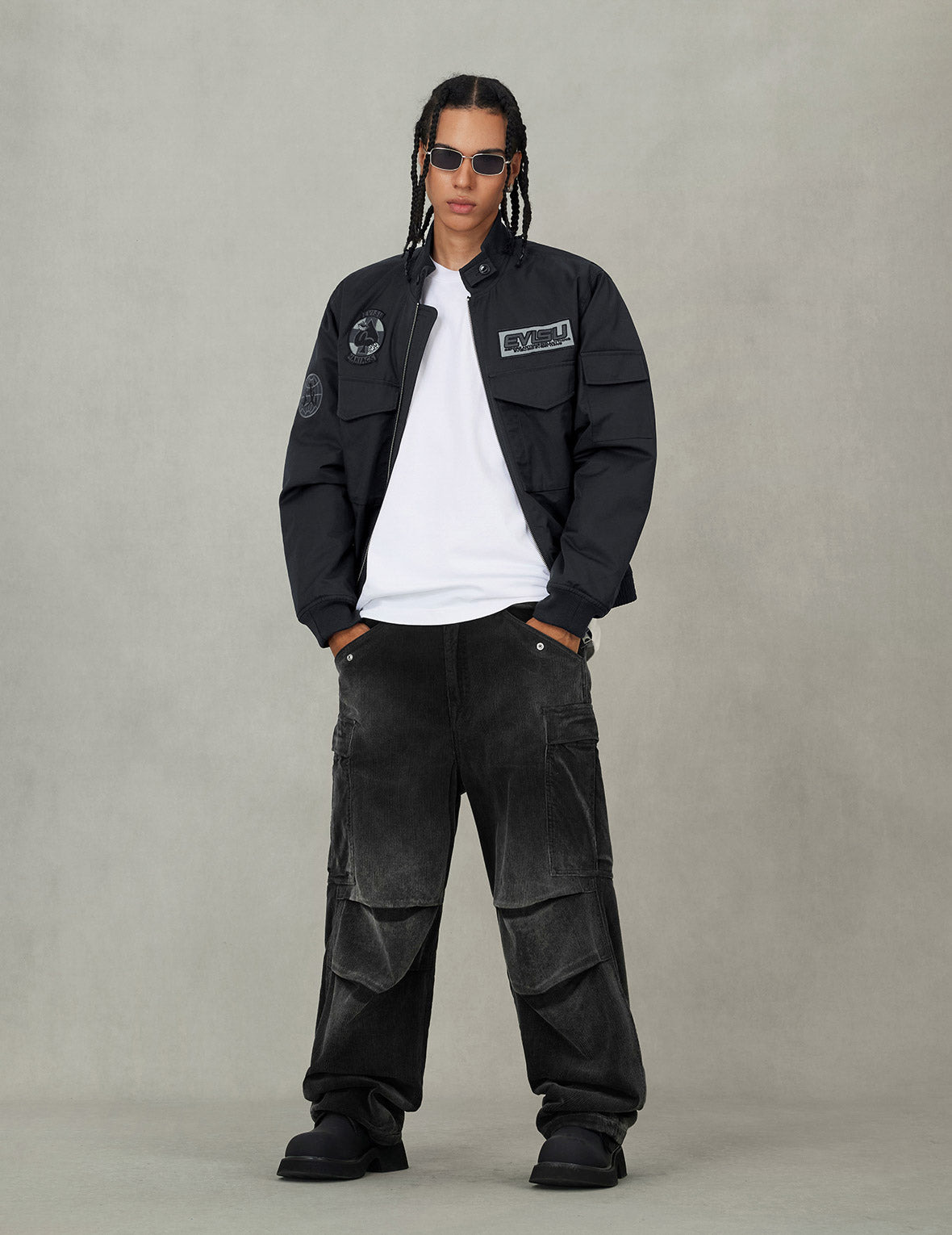 Multi Logo Badges Embroidery Regular Fit Padded Bomber Jacket - 5