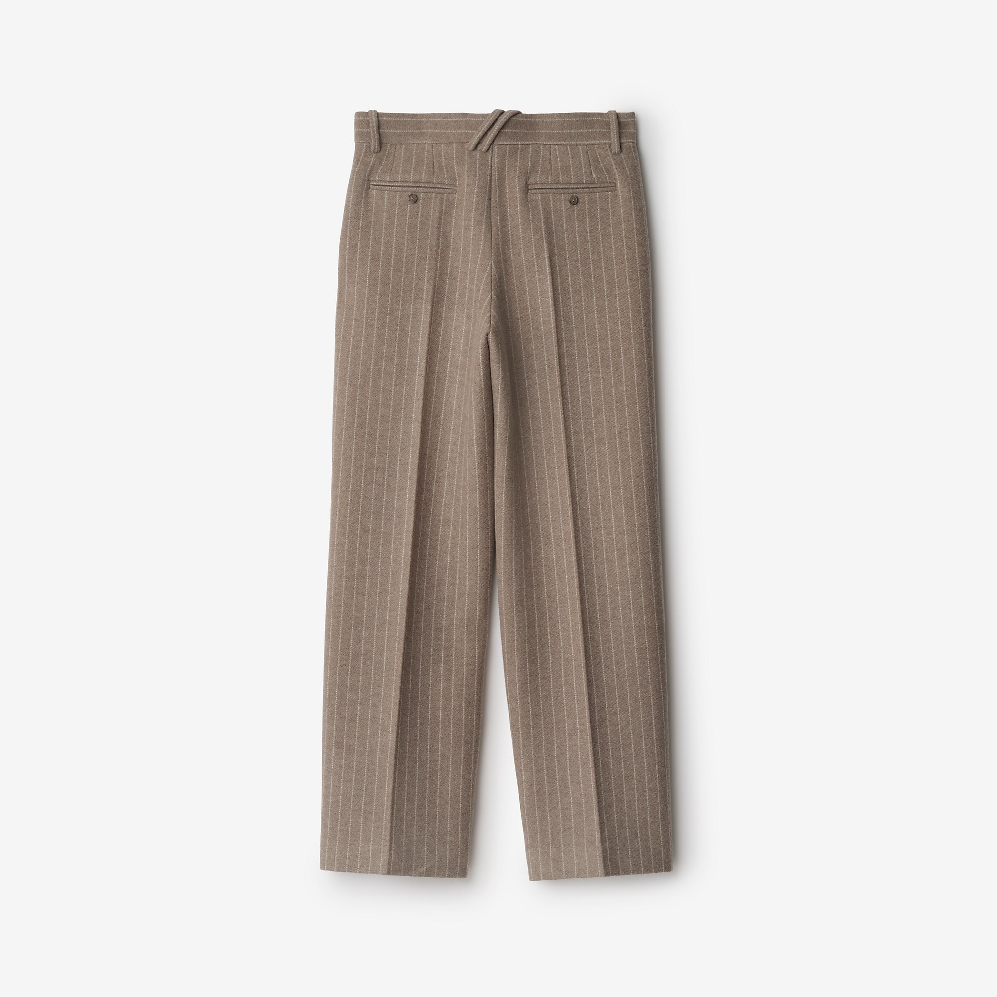 Pinstriped Wool Blend Tailored Trousers - 5