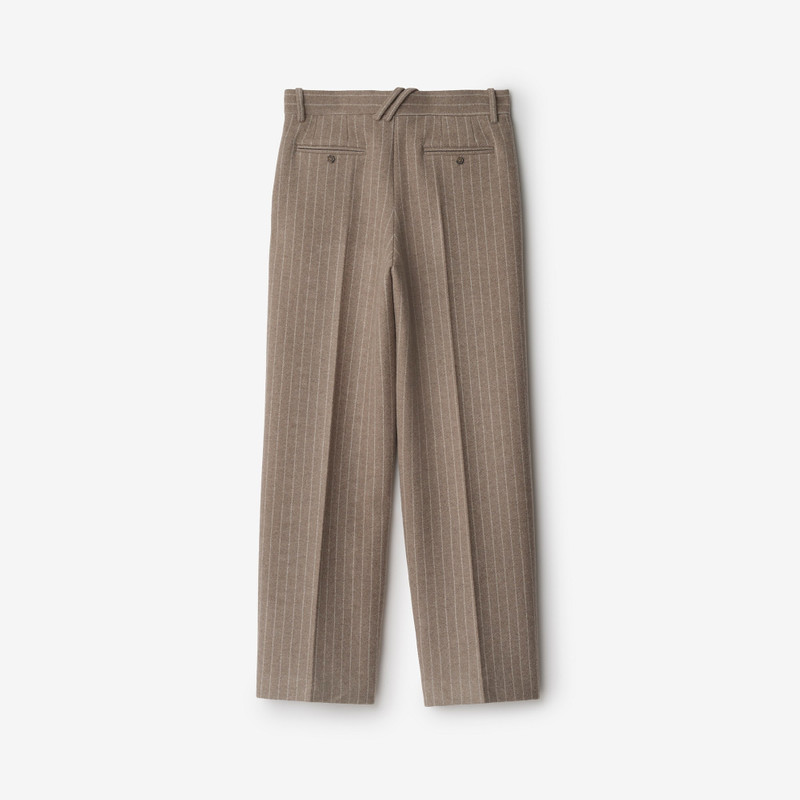 Pinstriped Wool Blend Tailored Trousers 5