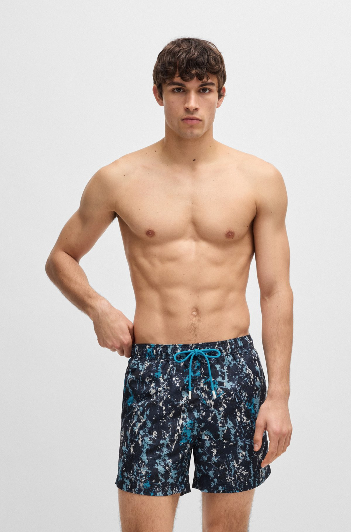 PRINTED SWIM SHORTS WITH LOGO DETAIL - 2