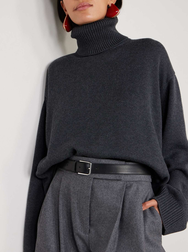 The Frankie Shop Toni leather belt Black outlook