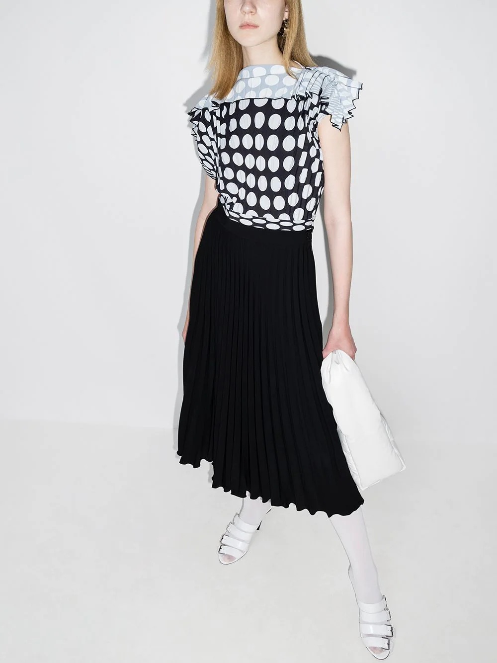 polka dot pleated midi dress - 5