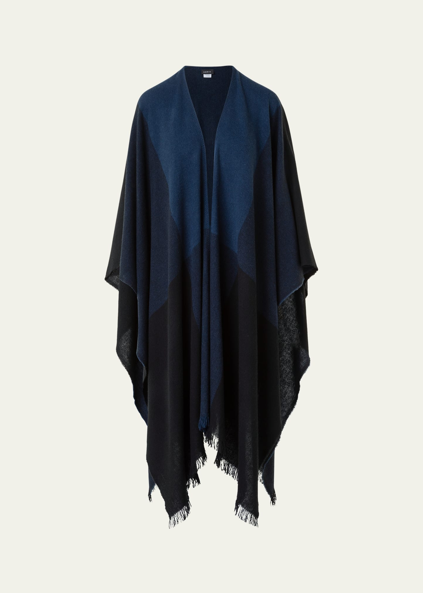 Check Wool-Cashmere Fringed Cape Scarf - 1