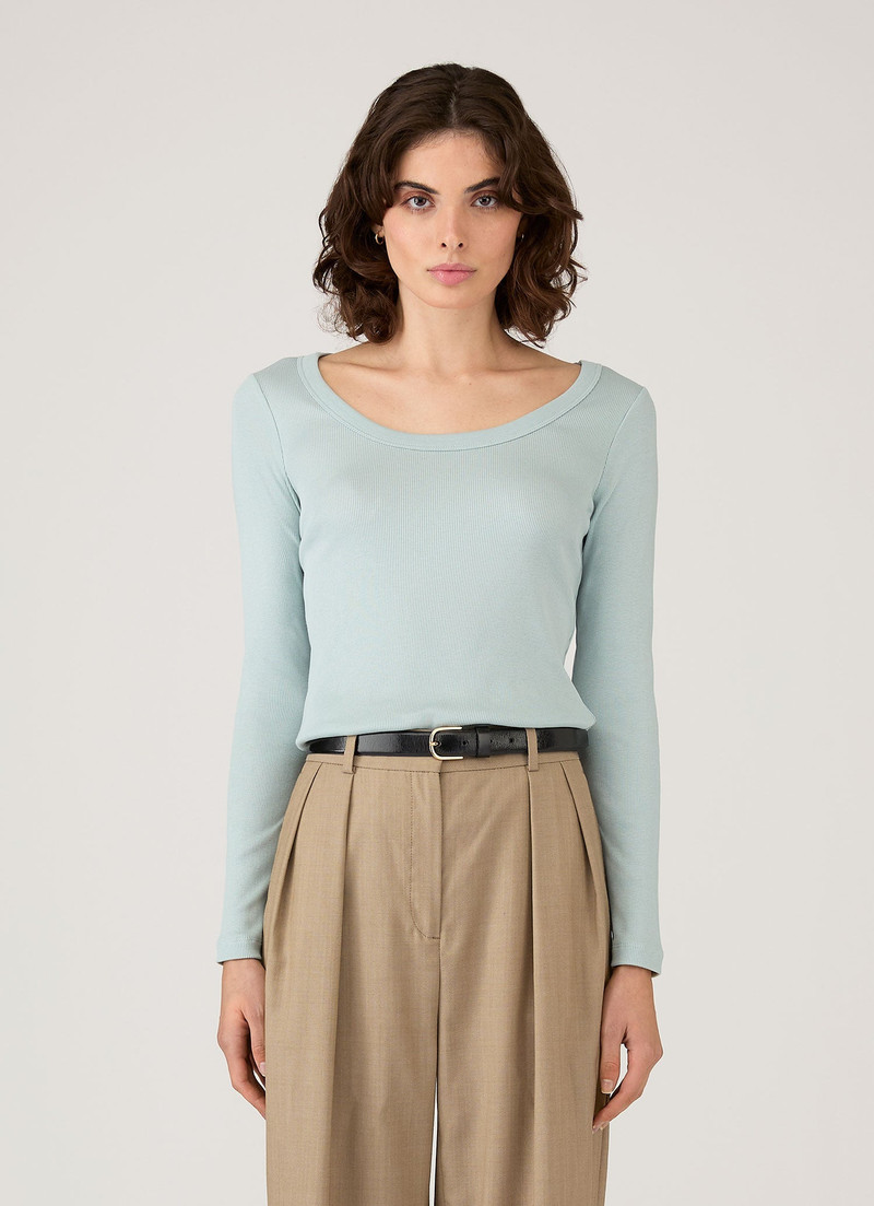 Ribbed Scoop Neck T‑shirt 1