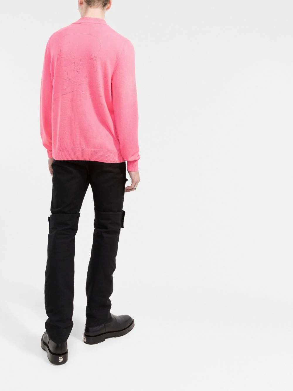 logo-patch zip-up cardigan - 4
