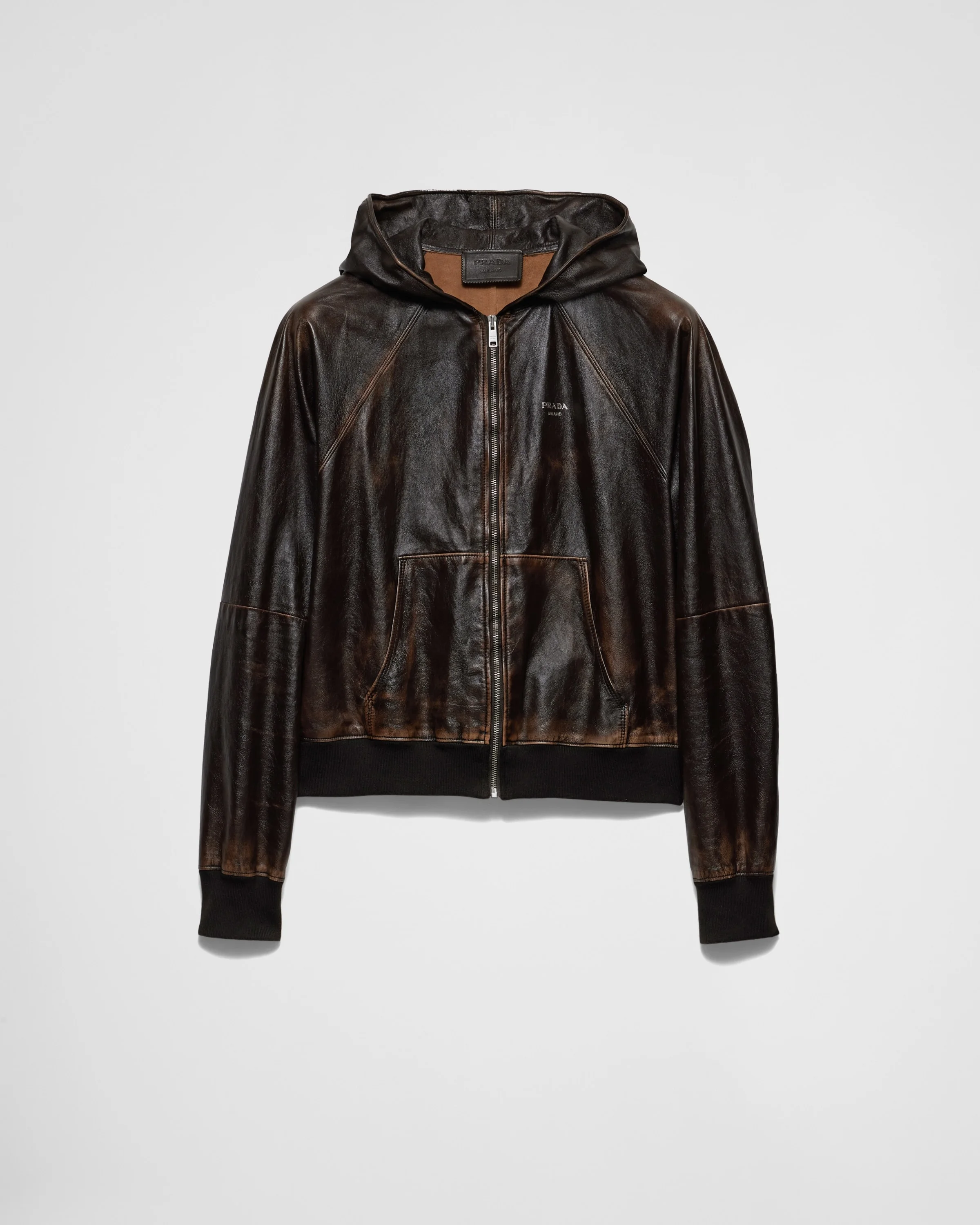 Nappa leather hoodie jacket - 1