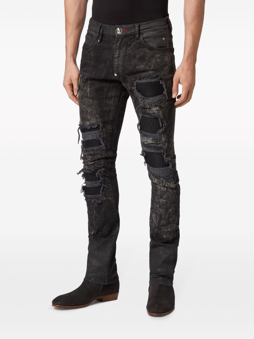 ripped stonewashed skinny jeans - 3