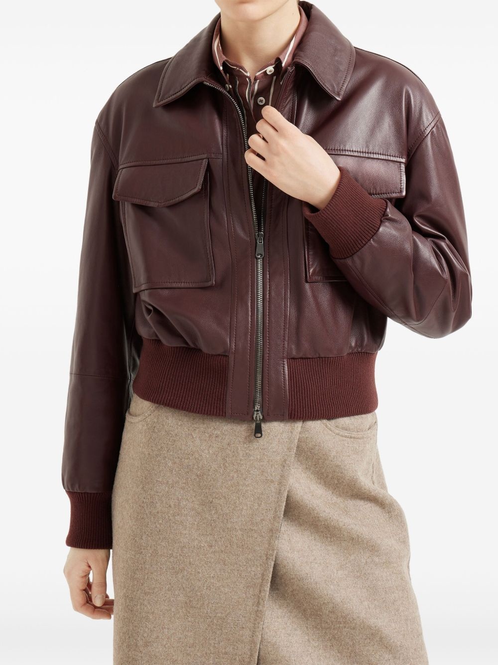 leather flap-pocket jacket - 3