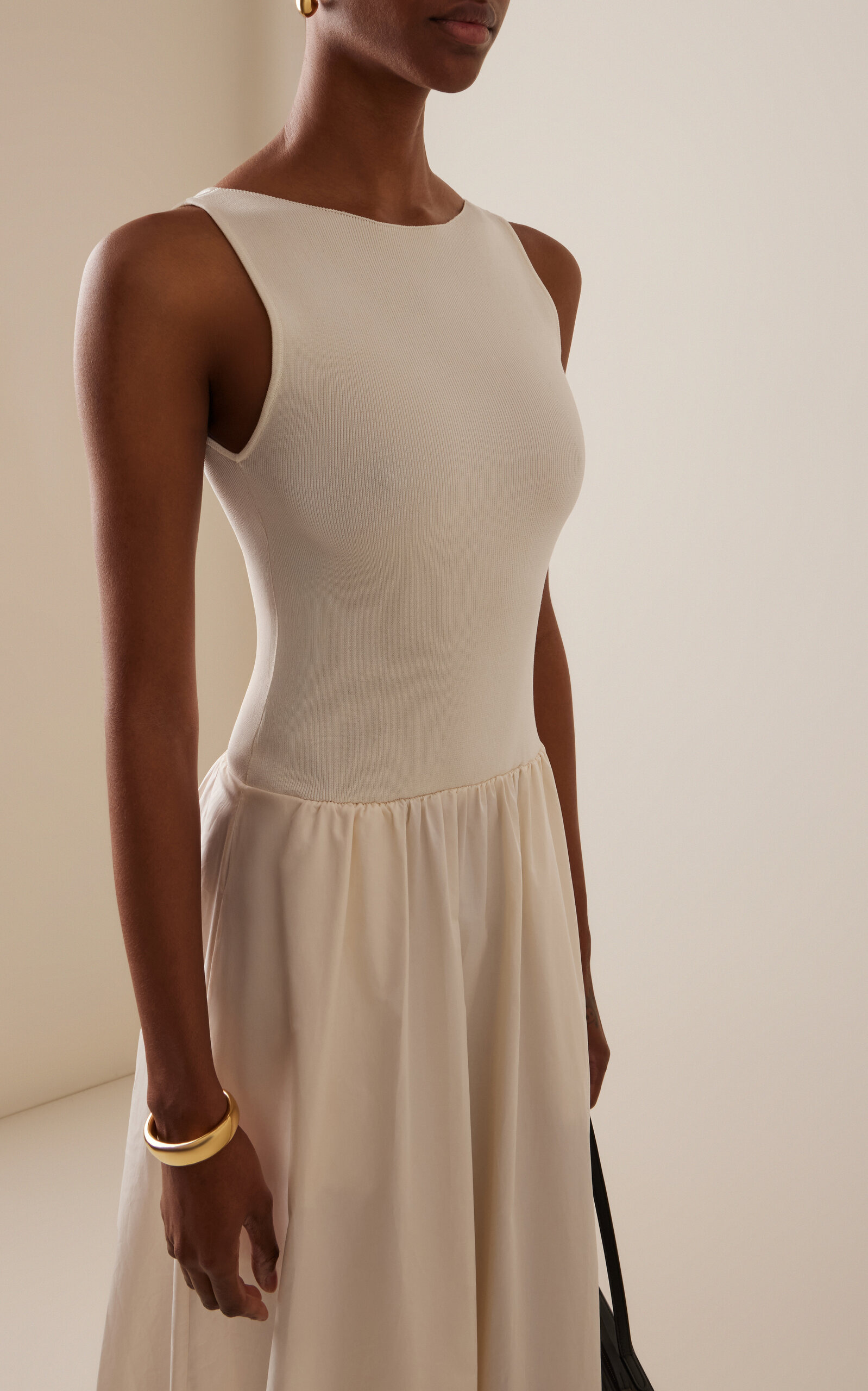 Exclusive Knit and Cotton Maxi Dress ivory - 3
