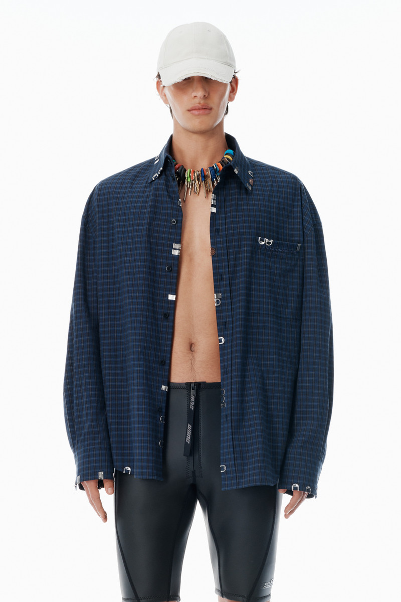 Navy Plaid Poplin Top 2