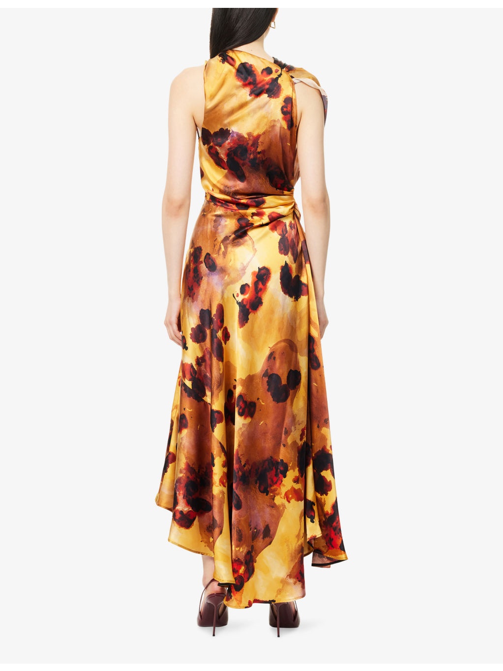 Draped Sleeveless Silk Midi Dress - 4