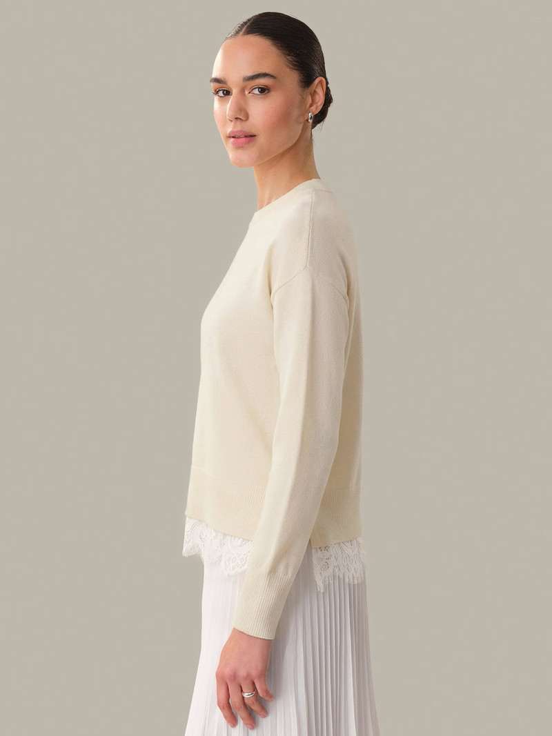 525 america Neve: Lace Detail Cashmere Blend Open Back Pullover outlook