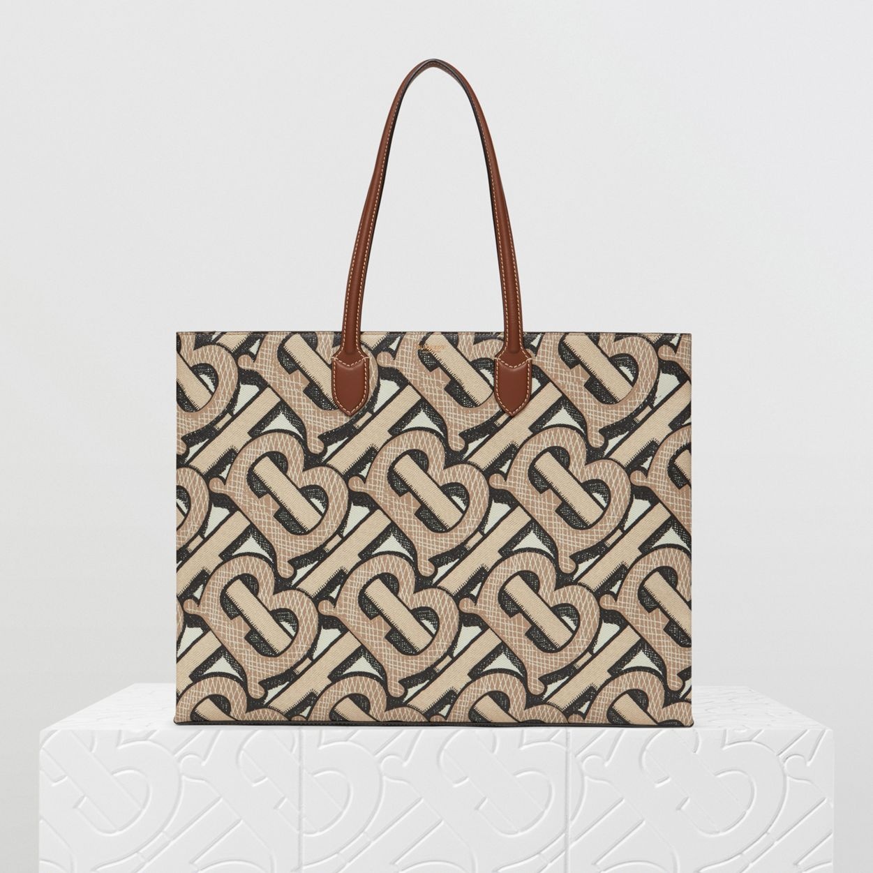 Monogram Print E-canvas Tote Bag - 11