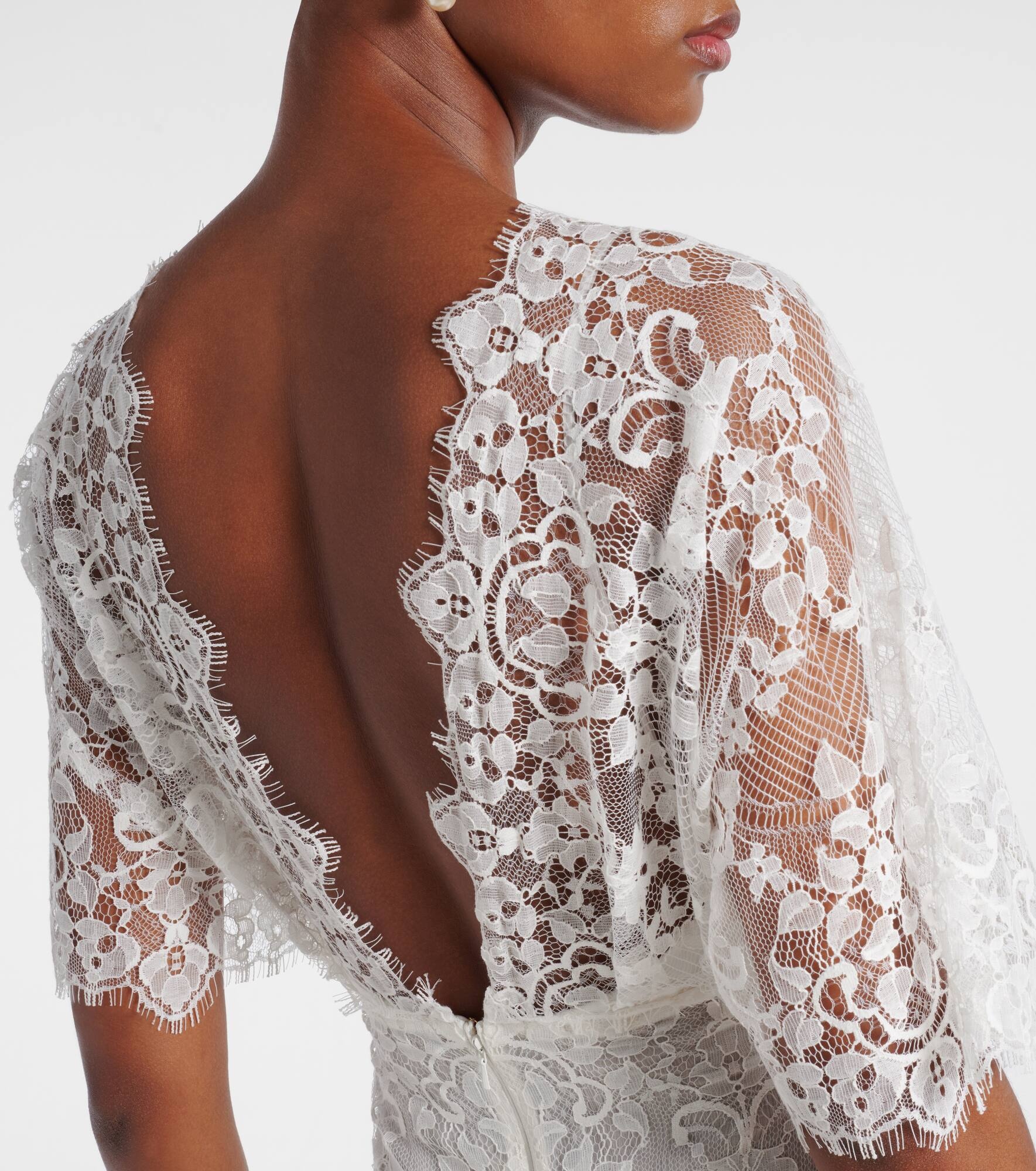 Bridal embroidered cotton-blend lace gown - 6
