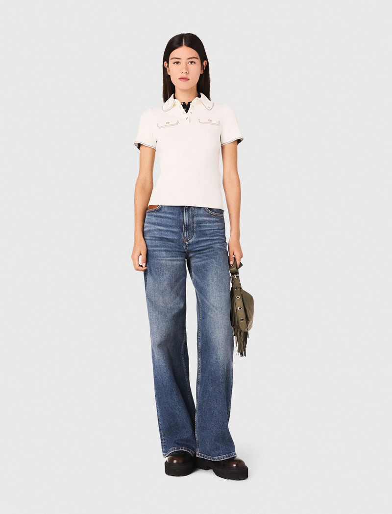 maje Short sleeve knit polo shirt outlook