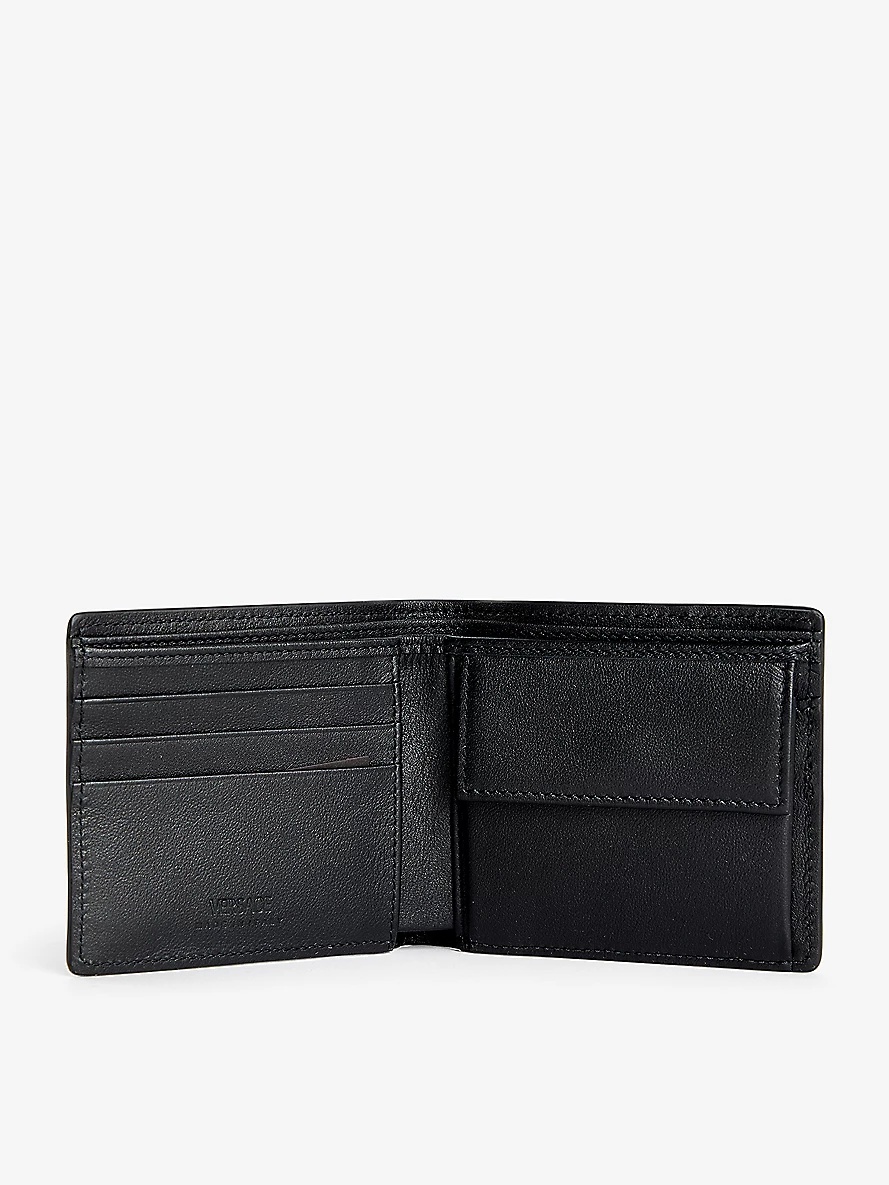 Medusa brand-plaque leather wallet - 4