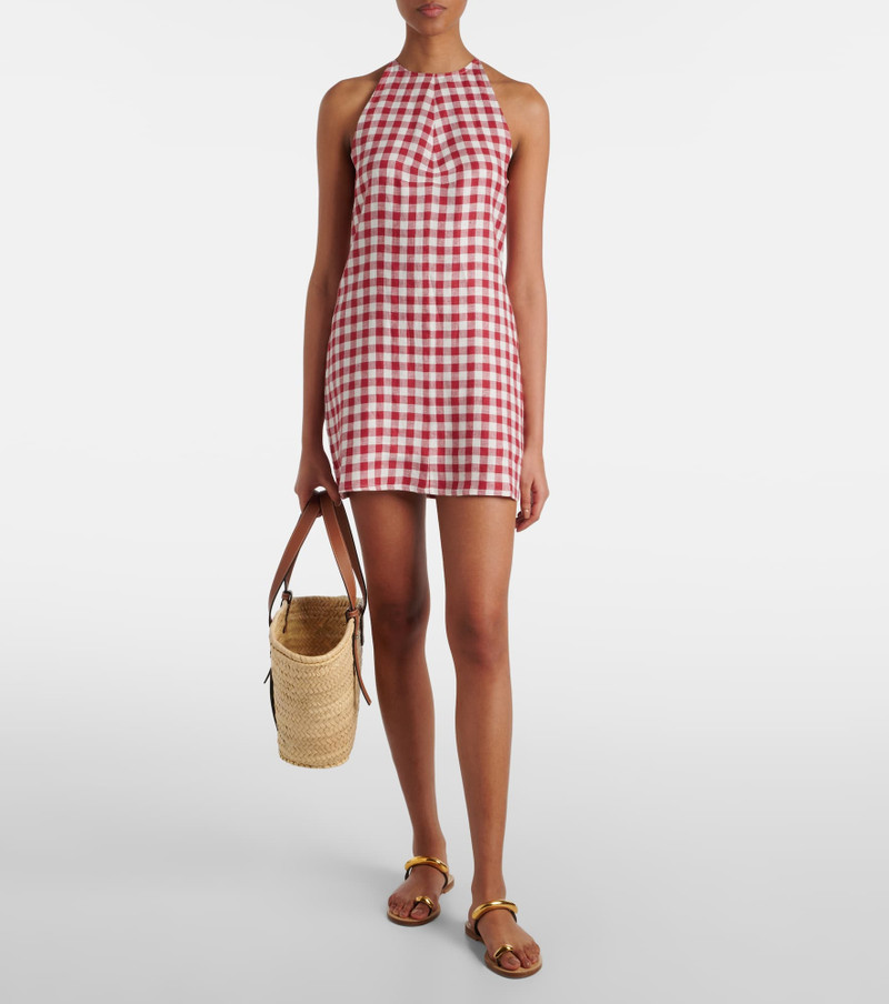 ASCENO Antiqua gingham linen minidress outlook