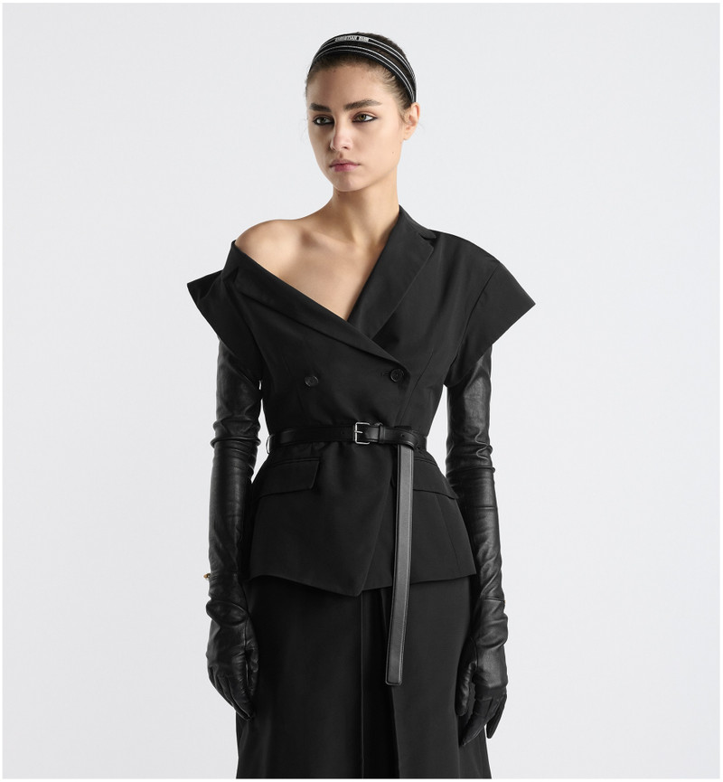 Asymmetric Short-Sleeved Jacket with Belt 3