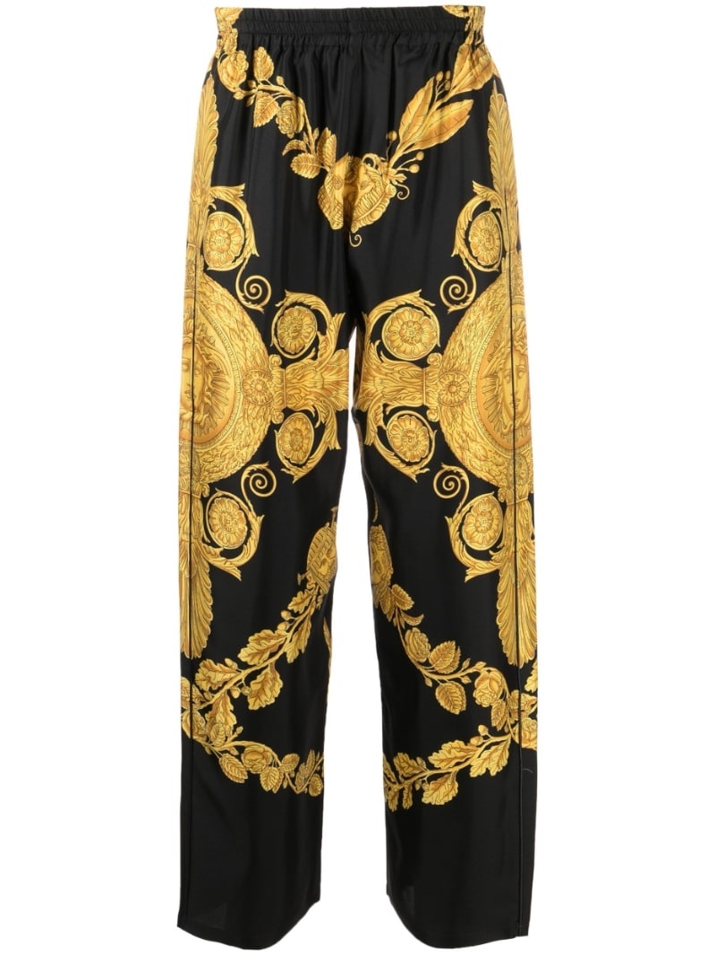 Barocco-print silk trousers - 1