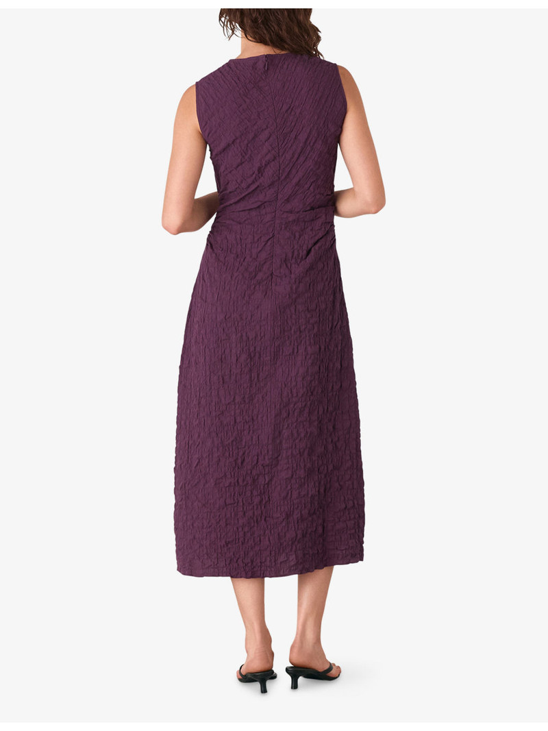 Lori Roun-Neck Textured Sleeveless Stretch-Woven Midi Dress 3