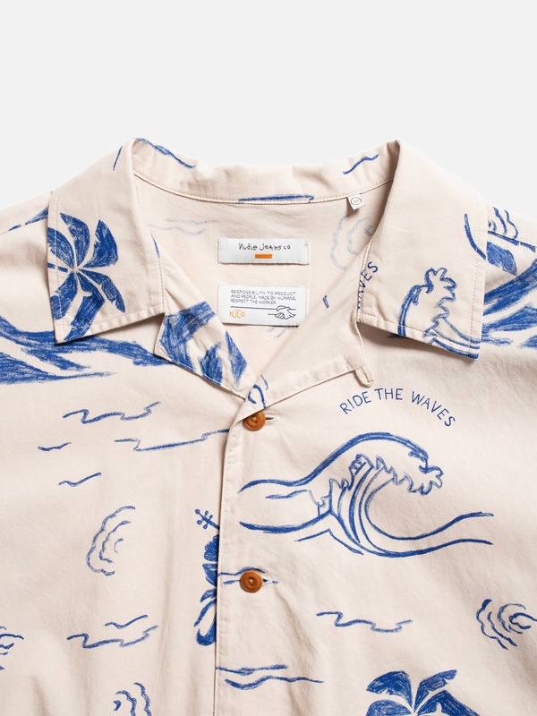 Arvid Waves Hawaii Shirt Ecru - 4