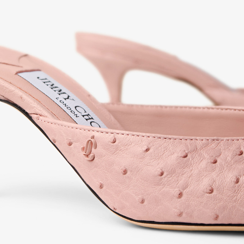 Vivi 65 Rose Ostrich Leather Mules 4