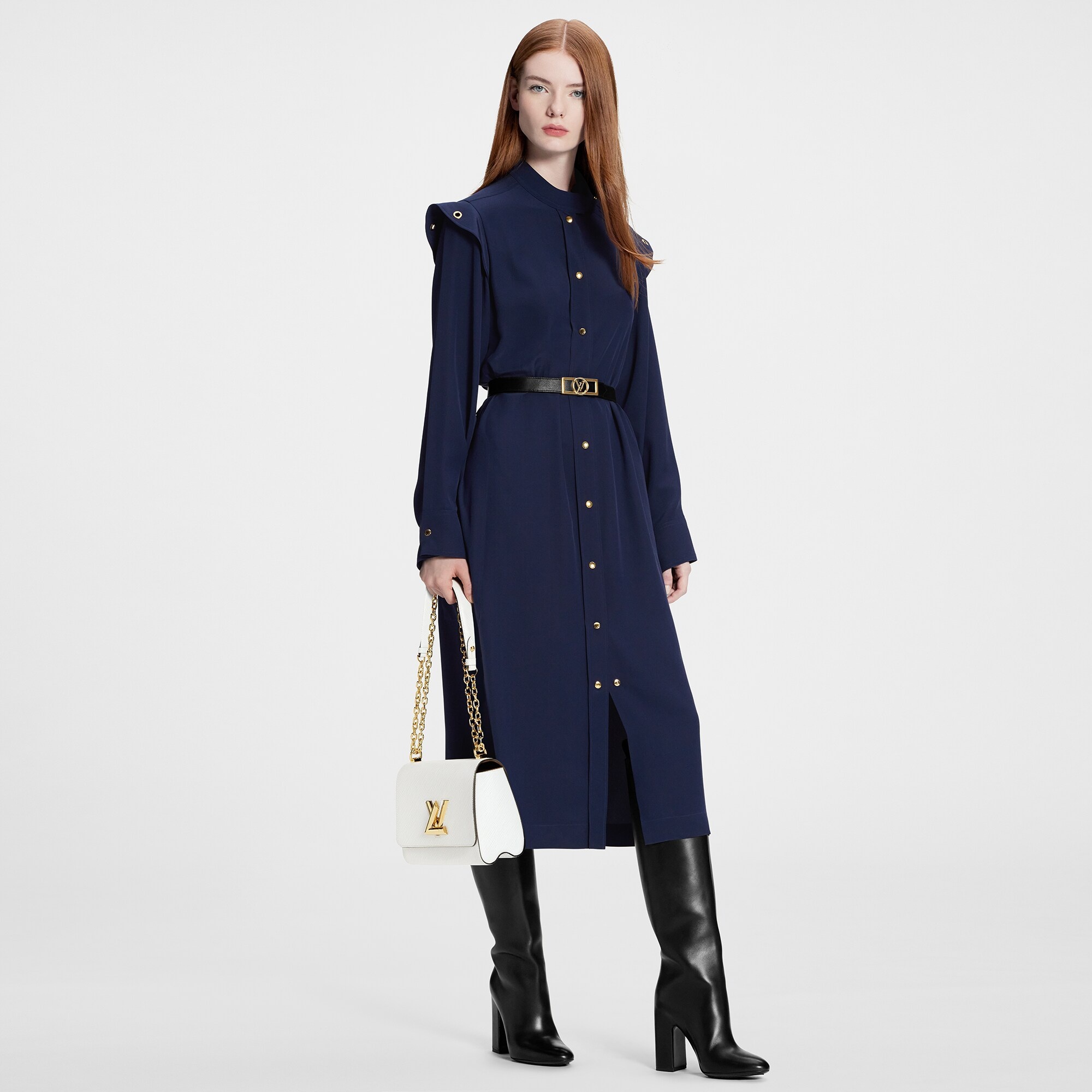 Long-Sleeved Epaulette Shirt Dress - 2