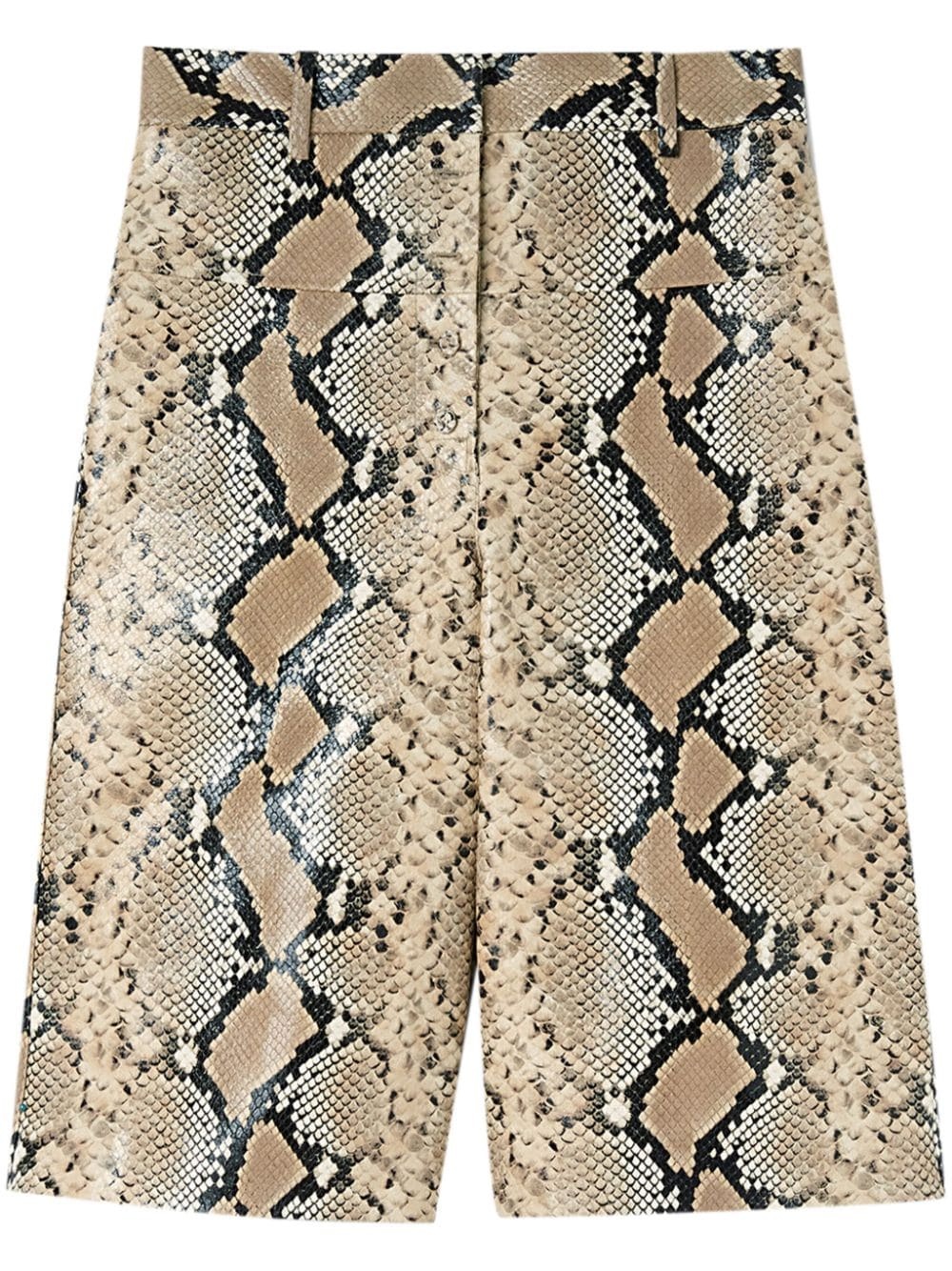 python-effect leather Bermuda shorts - 1