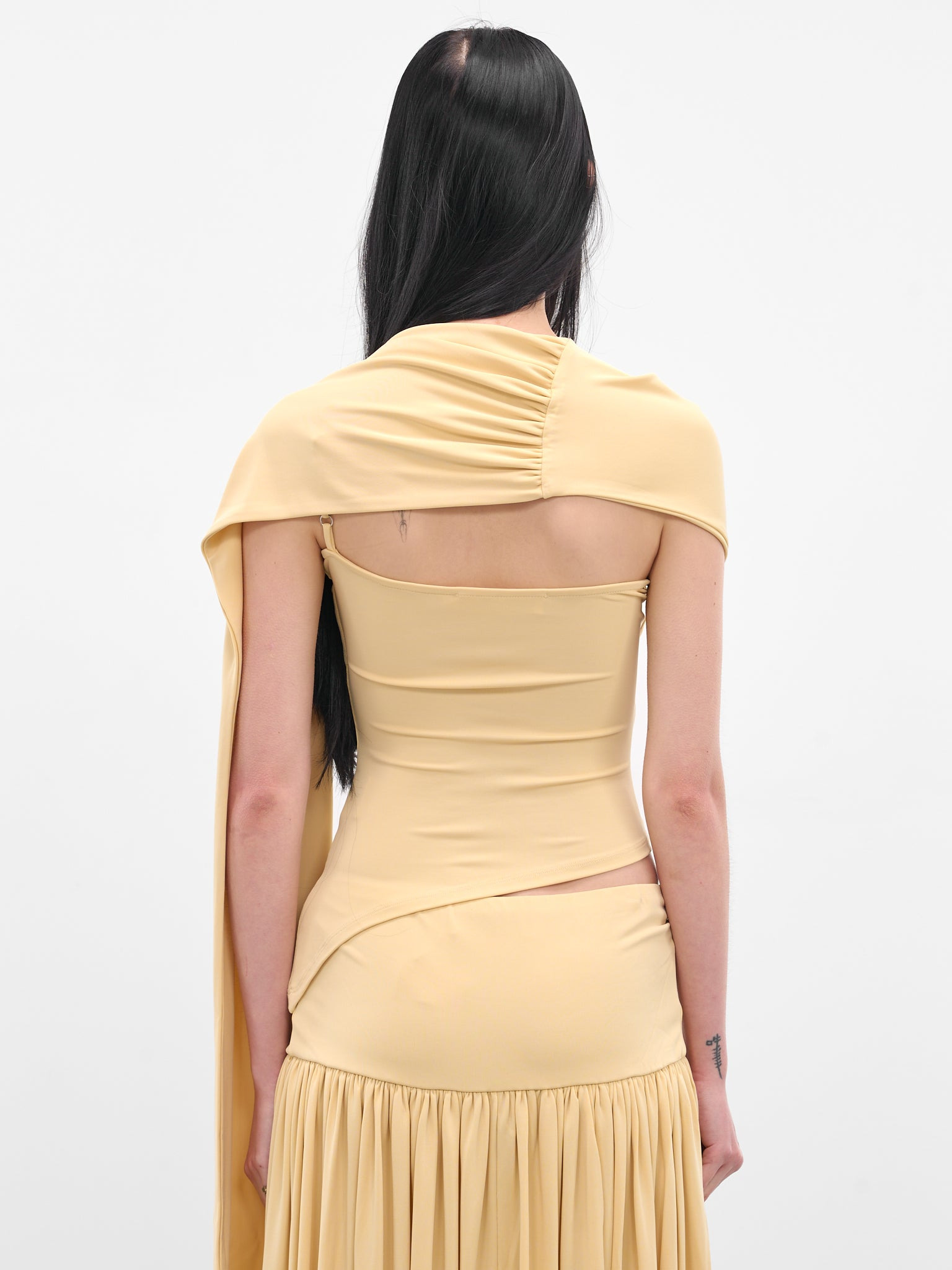 Yellow Asymmetric Scarf Tank Top - 3