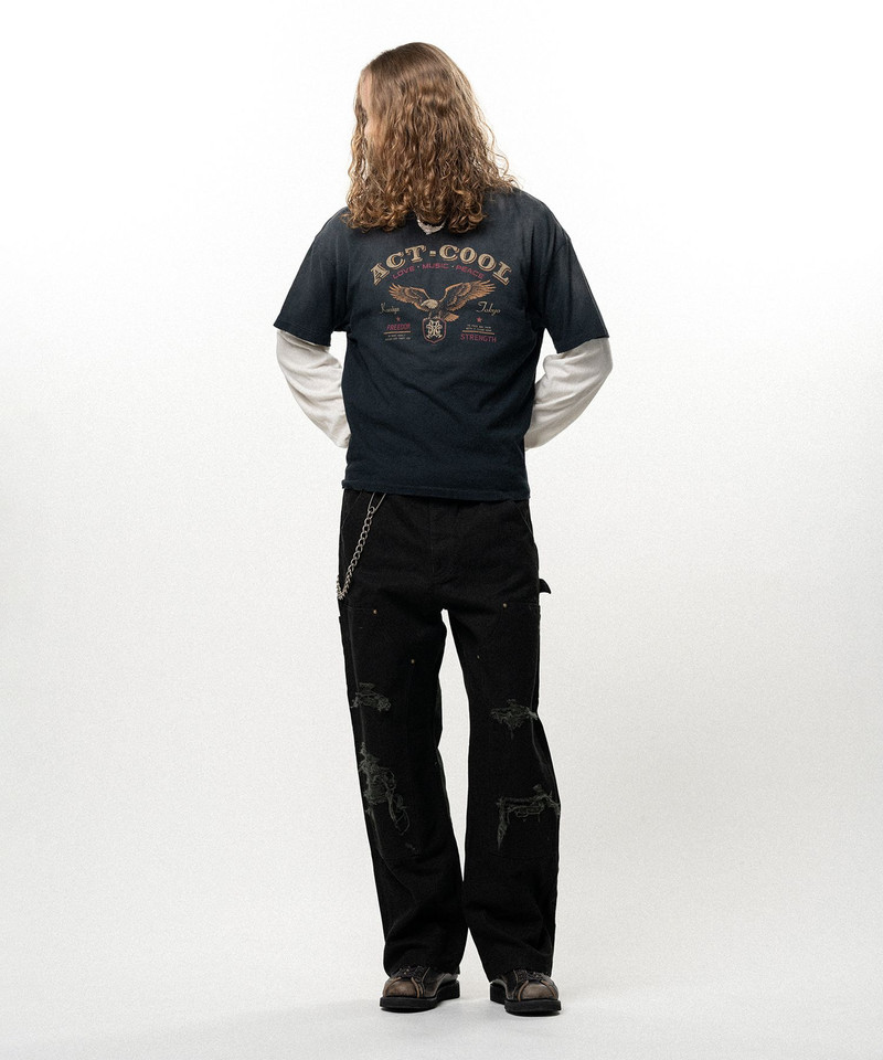 "ACT-COOL Eagle" Distressed T-shirt 9