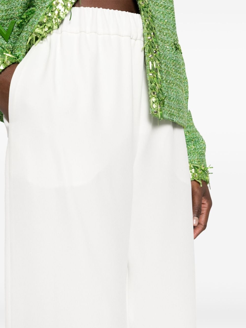 wide-leg cady-texture silk trousers - 5