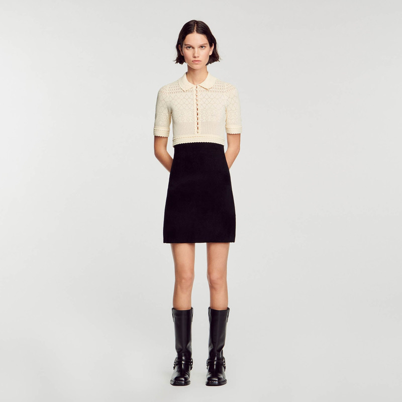 Sandro SHORT TWO-TONE KNIT DRESS outlook
