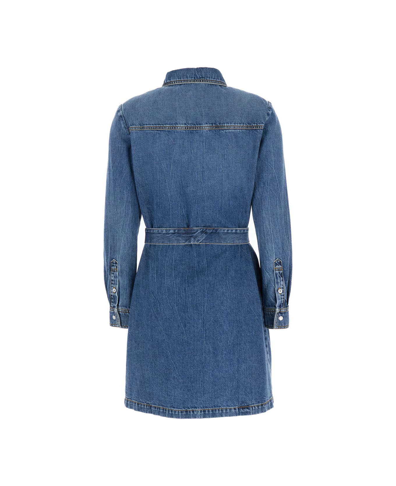 Blue Denim Dress With Horsebit In Organic Cotton Woman - 2