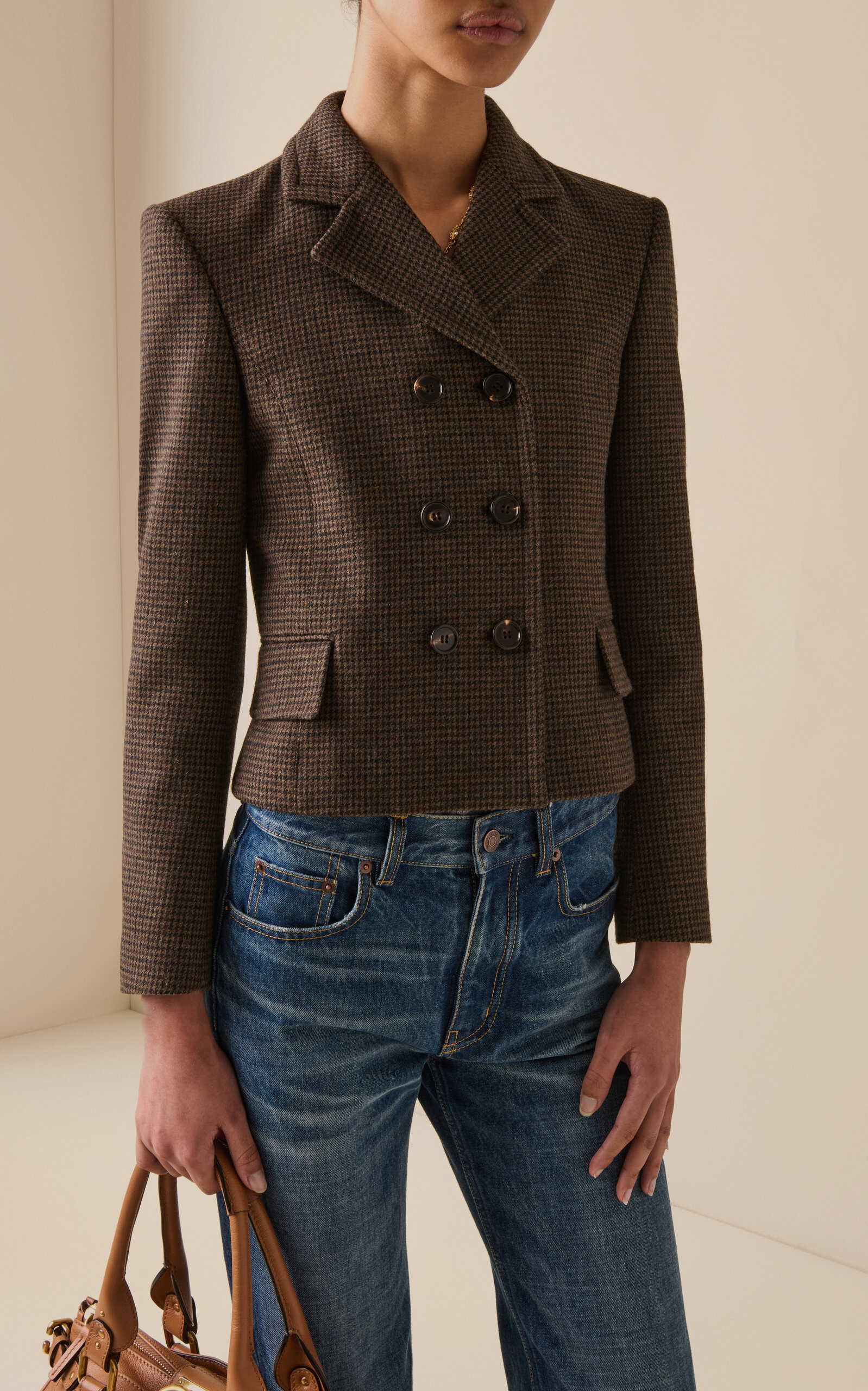 Wool Houndstooth Blazer brown - 3