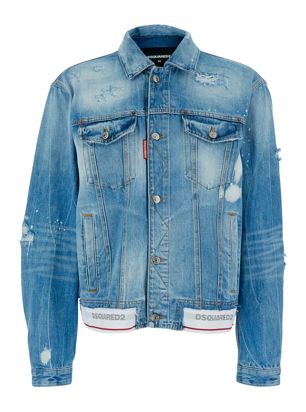 Dsquared2 Distressed Denim Jacket — Blue - 1