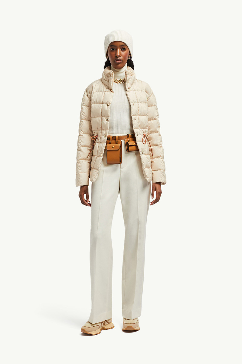 Moncler Antigone Leather-Trimmed Short Down Jacket outlook