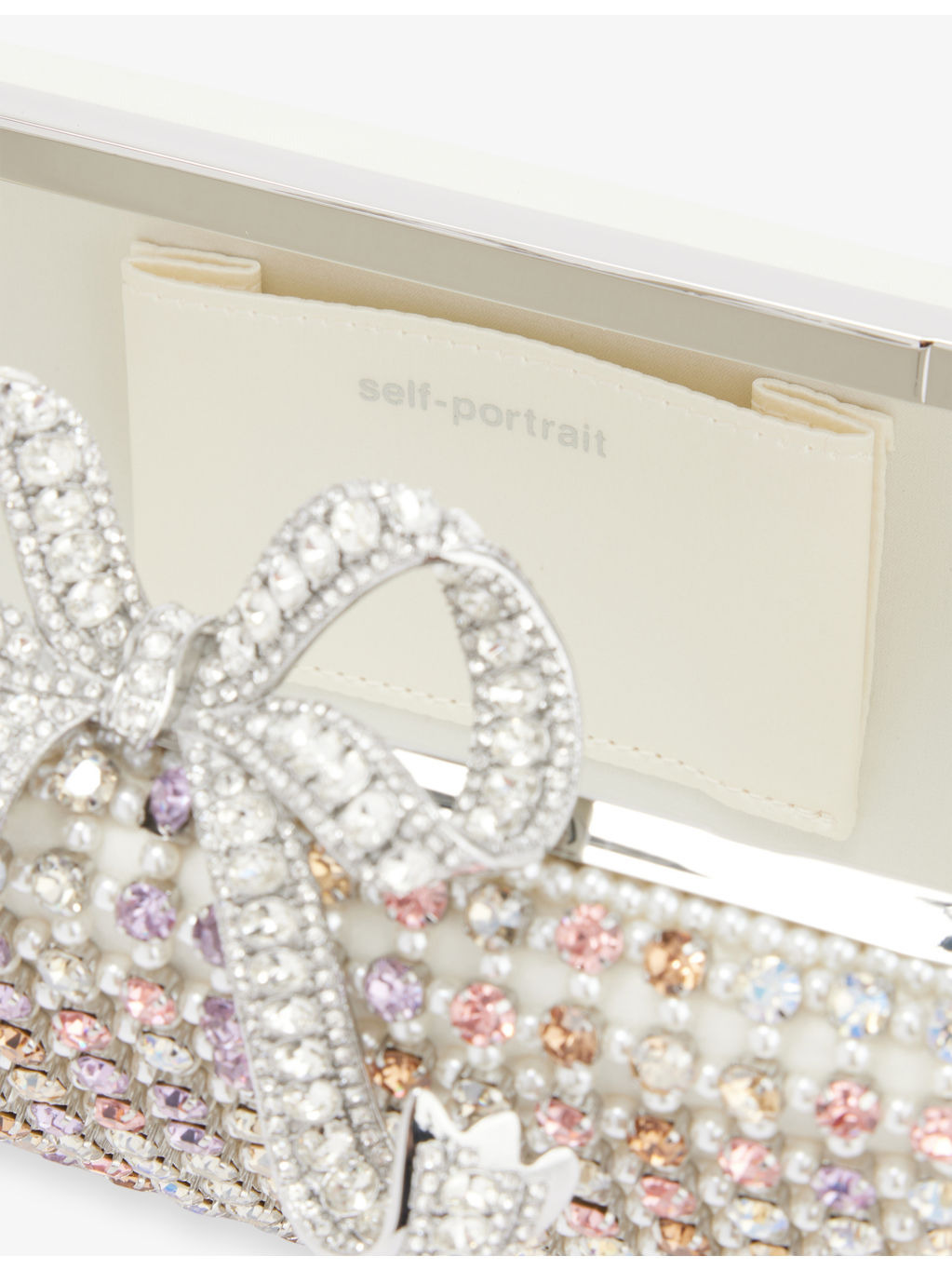 Multi Crystal Satin Hard-Shell Clutch Bag - 6