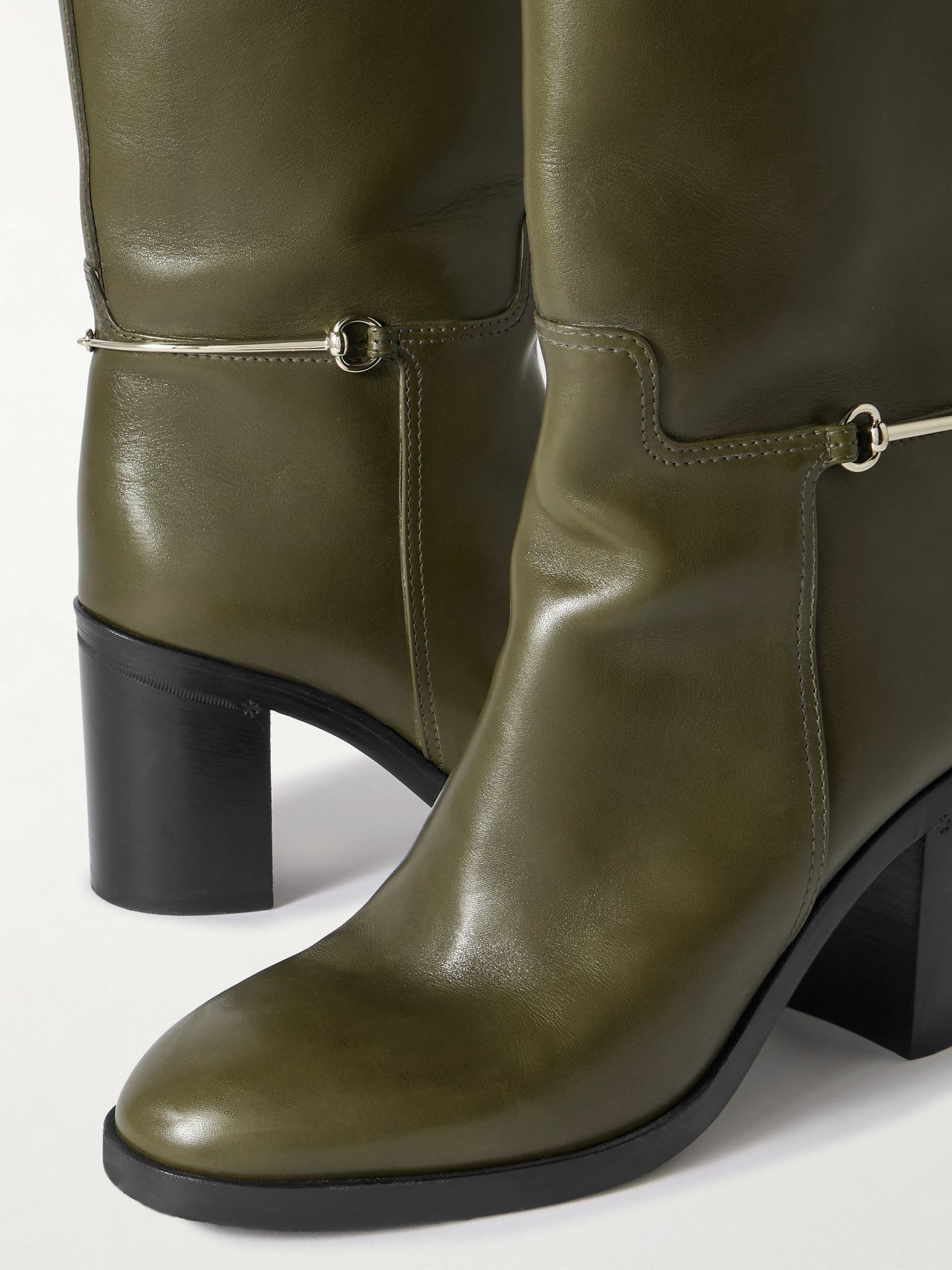 Charlotte leather knee boots Green - 4