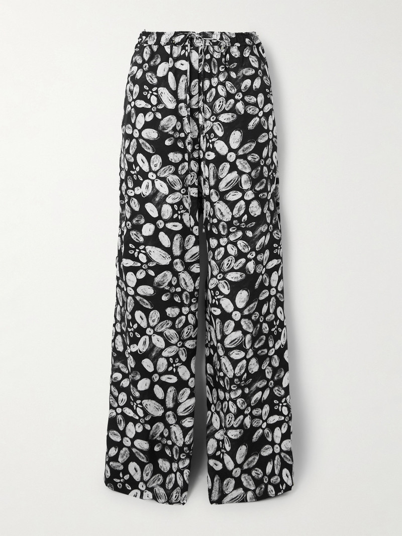 Printed Crepe Straight-leg Pants 1