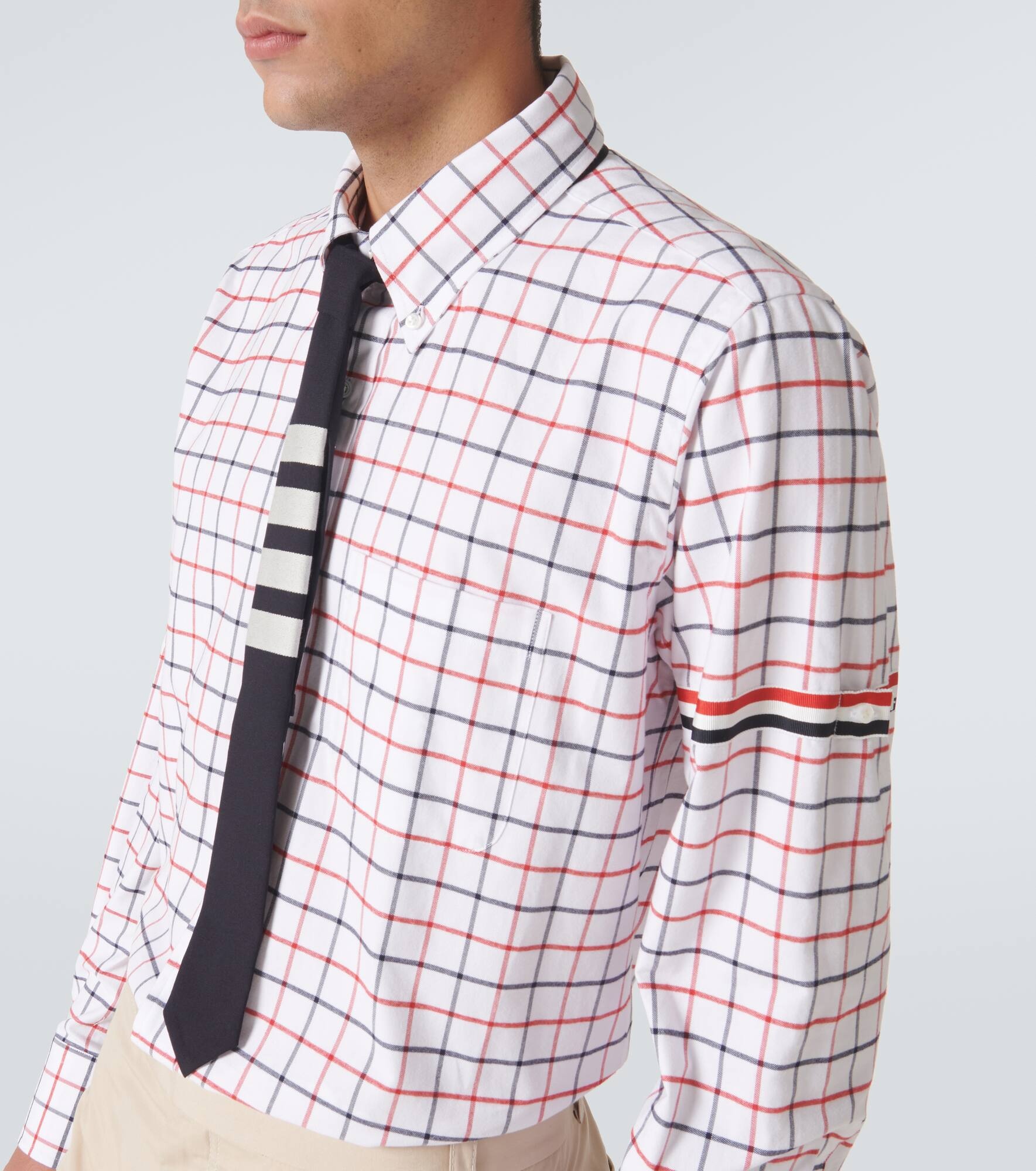 RWB Stripe checked cotton flannel shirt - 5