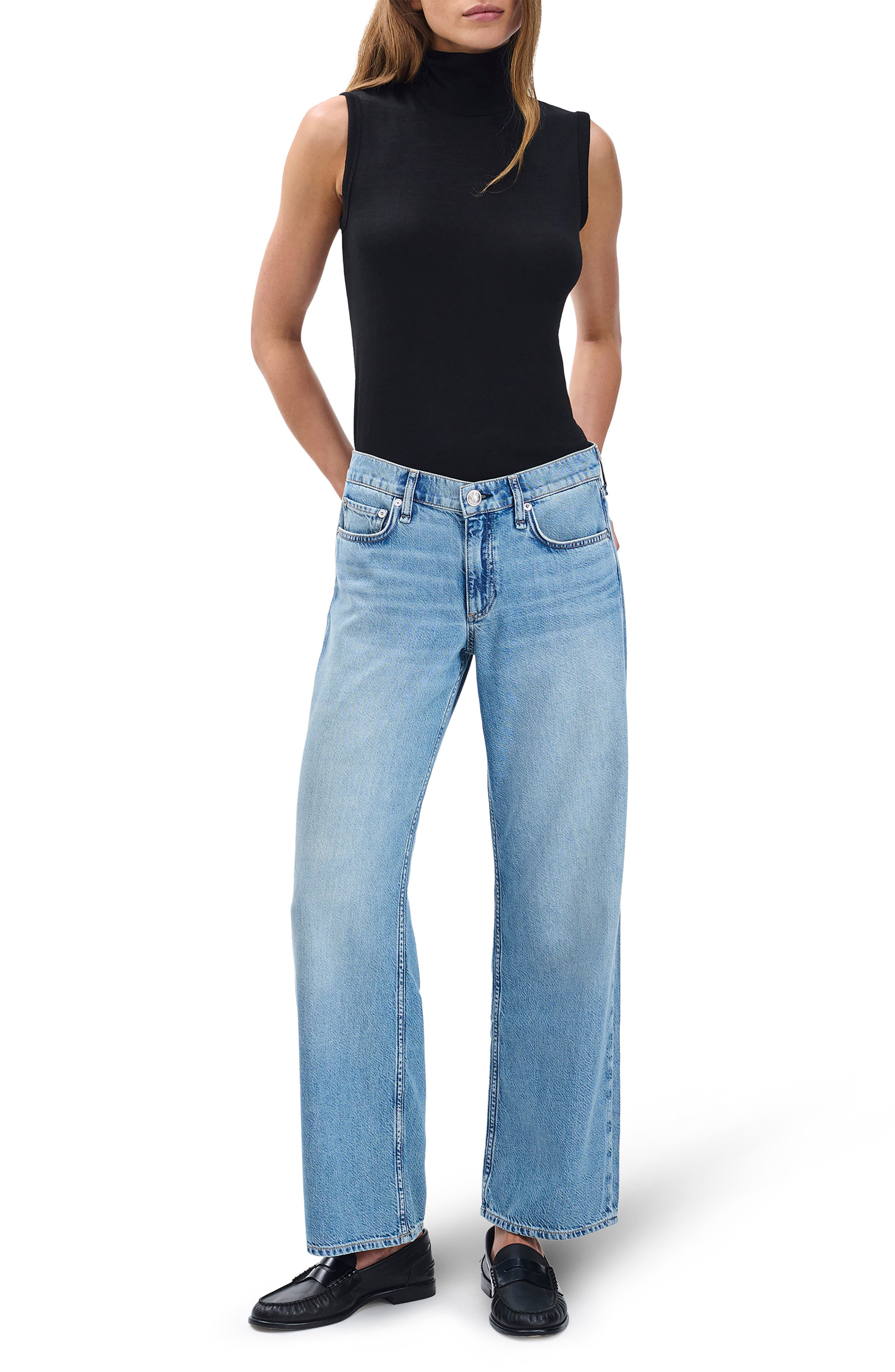 rag & bone Featherweight Saige Low Rise Wide Leg Jeans in Ludlow at Nordstrom - 6