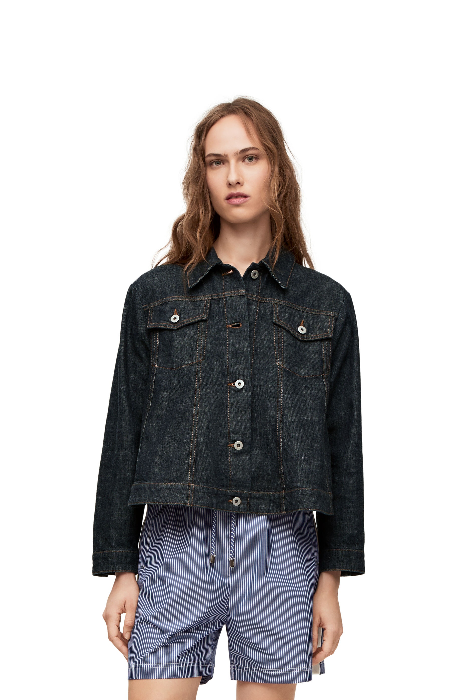 "Short trapeze jacket in denim - 3