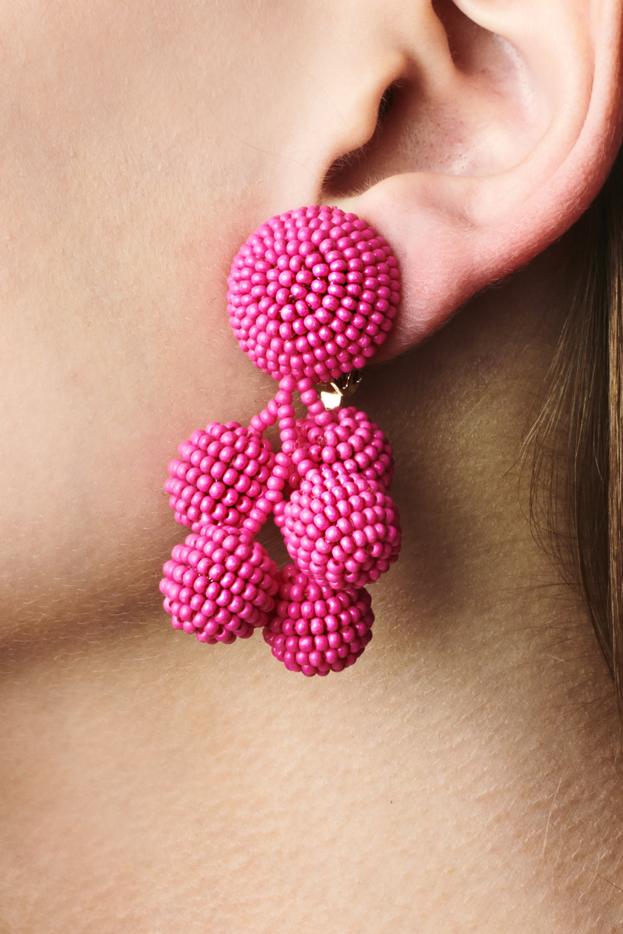 MINI COCONUTS EARRINGS - FUCHSIA - 2