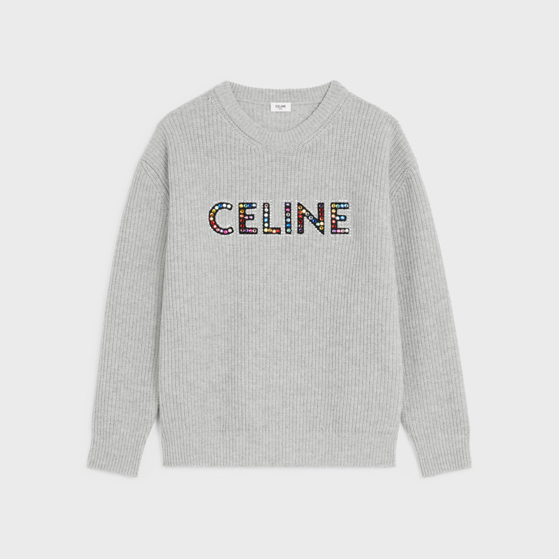 celine oversized embroidered sweater in ribbed wool 1