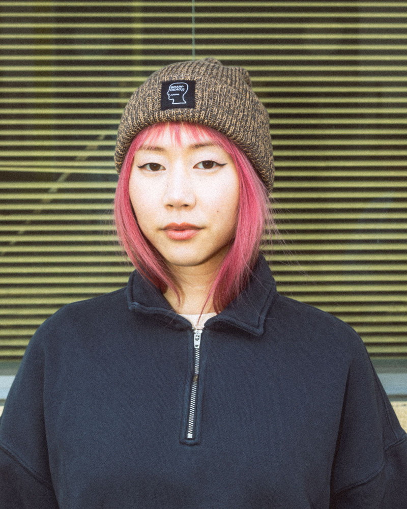 BRAIN DEAD Marled Cotton Logohead Beanie - Brown outlook