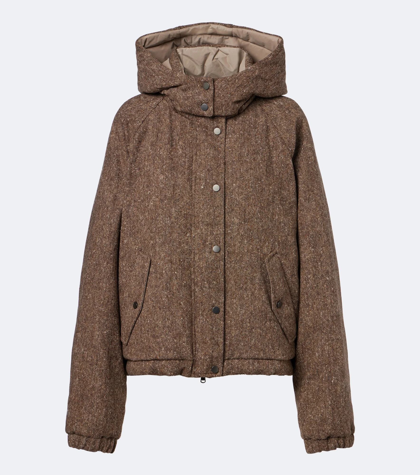 Hooded wool-blend down jacket - 1