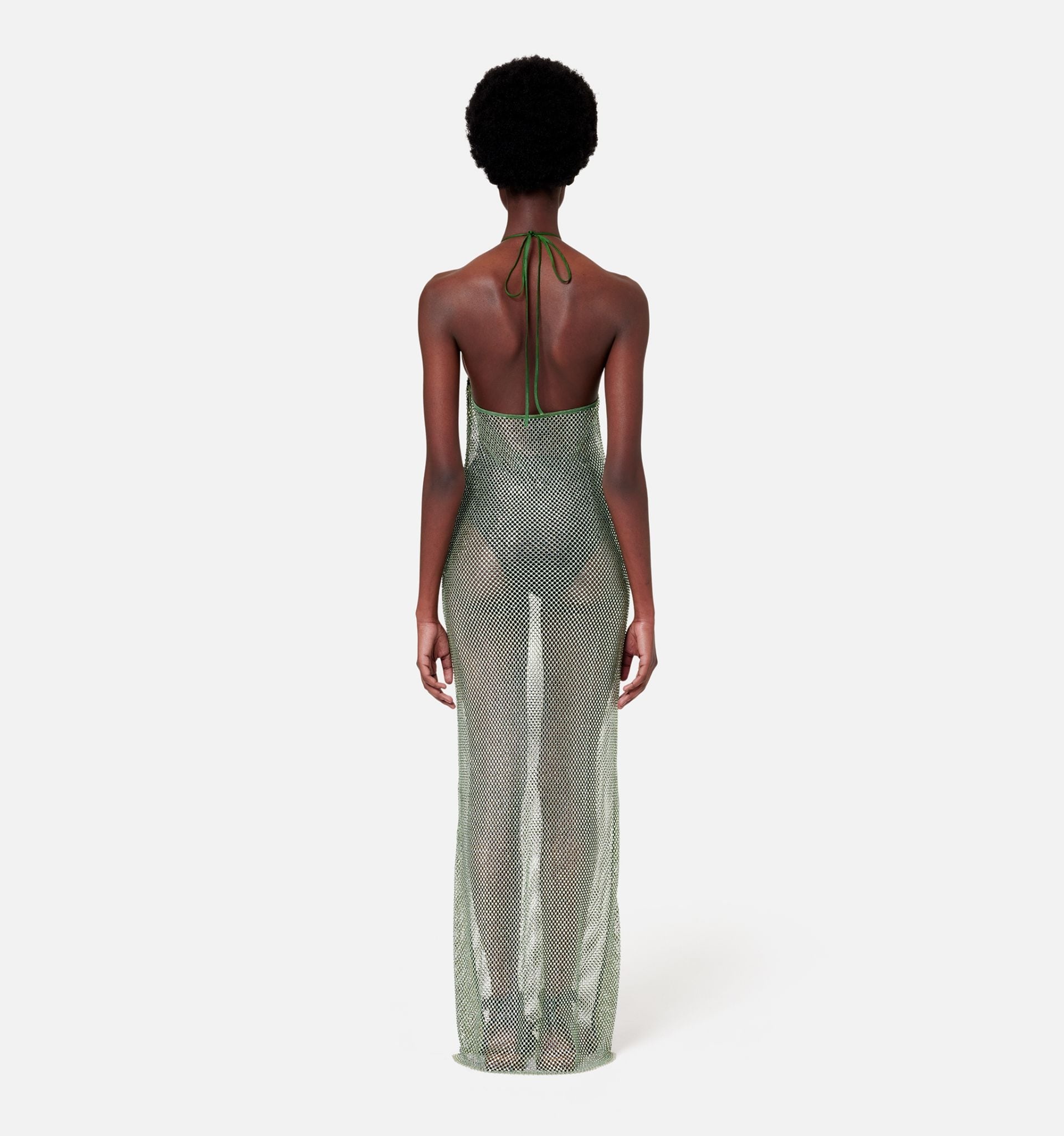 Rhinestoned Fishnet Dress - 6